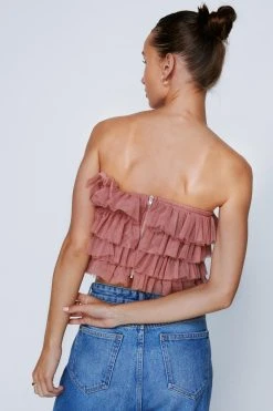 Tulle Layered Bandeau Top 14 Tulle Layered Bandeau Top -Nasty Gal Sales Store womens mink tulle layemink bandeau top 2