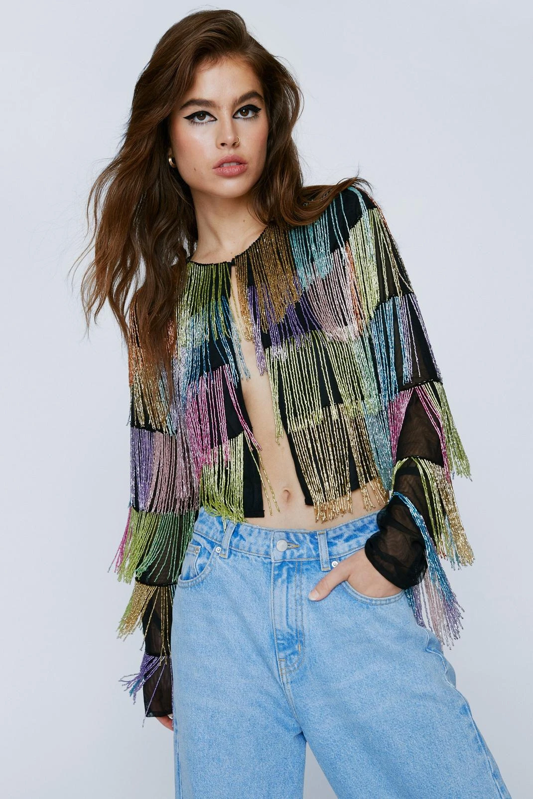 Multi Color Patchwork Beaded Jacket 4 Multi Color Patchwork Beaded Jacket - Image 2