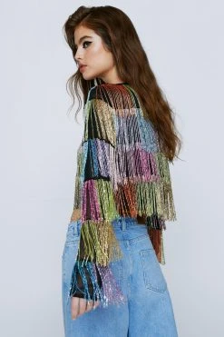 Multi Color Patchwork Beaded Jacket 8 Multi Color Patchwork Beaded Jacket -Nasty Gal Sales Store womens multi multi color patchwork beaded jacket 2
