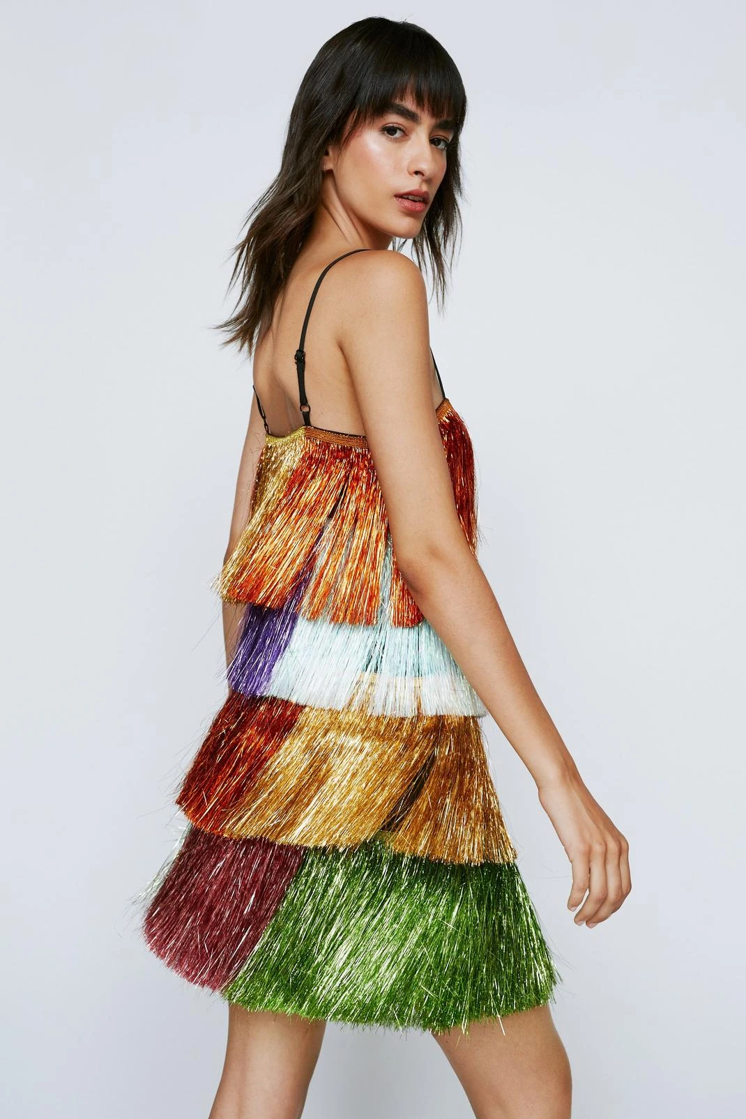 Party Crasher Tiered Tinsel Mini Dress 4 Party Crasher Tiered Tinsel Mini Dress - Image 2