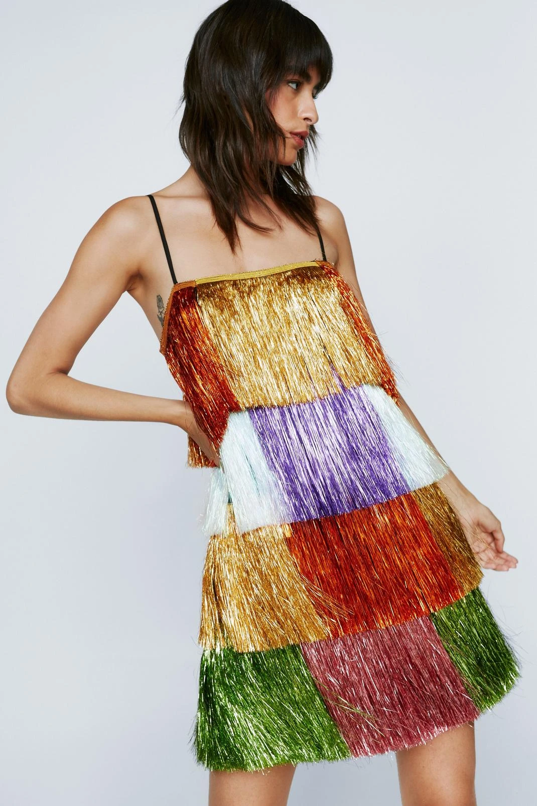 Party Crasher Tiered Tinsel Mini Dress 5 Party Crasher Tiered Tinsel Mini Dress - Image 3