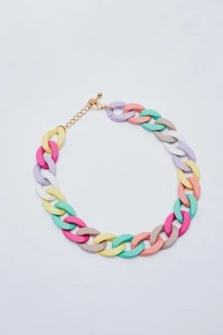 Recycled Multi Colored Chunky Chain Necklace -Nasty Gal Sales Store womens multi recycled multi colored chunky chain necklace 1