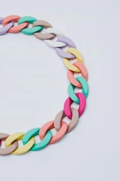 Recycled Multi Colored Chunky Chain Necklace -Nasty Gal Sales Store womens multi recycled multi colored chunky chain necklace 2