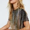 Tassel Beaded Mini Shift Dress