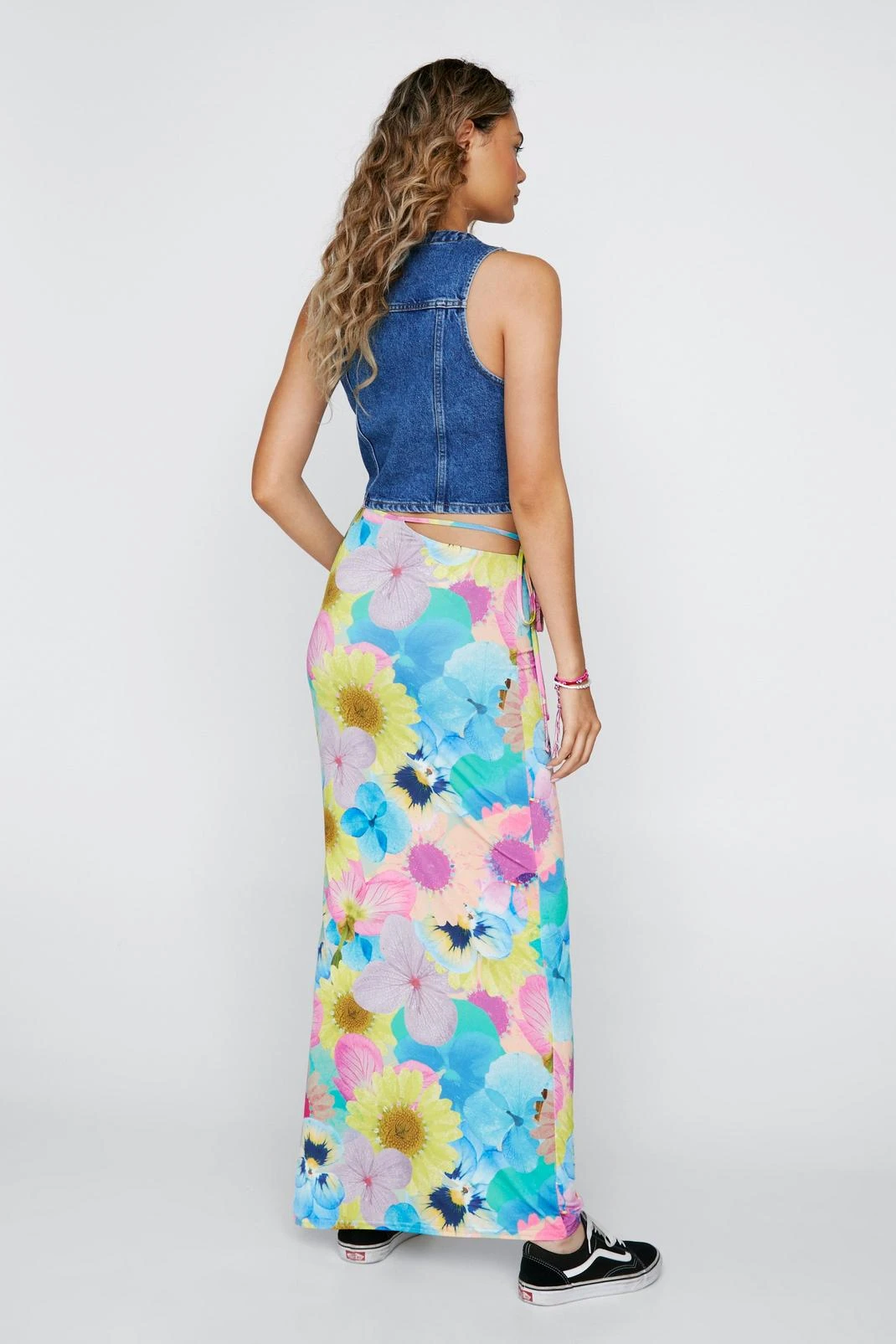 Tie Waist Floral Print Slinky Maxi Skirt 5 Tie Waist Floral Print Slinky Maxi Skirt - Image 3