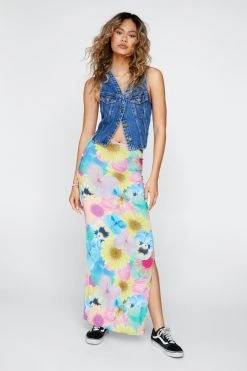 Tie Waist Floral Print Slinky Maxi Skirt 9 Tie Waist Floral Print Slinky Maxi Skirt -Nasty Gal Sales Store womens multi tie waist floral print slinky maxi skirt 3