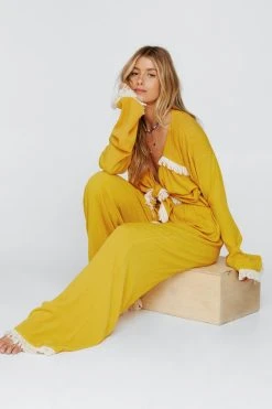 Crinkle Fringe Tassel Cover Up Pants