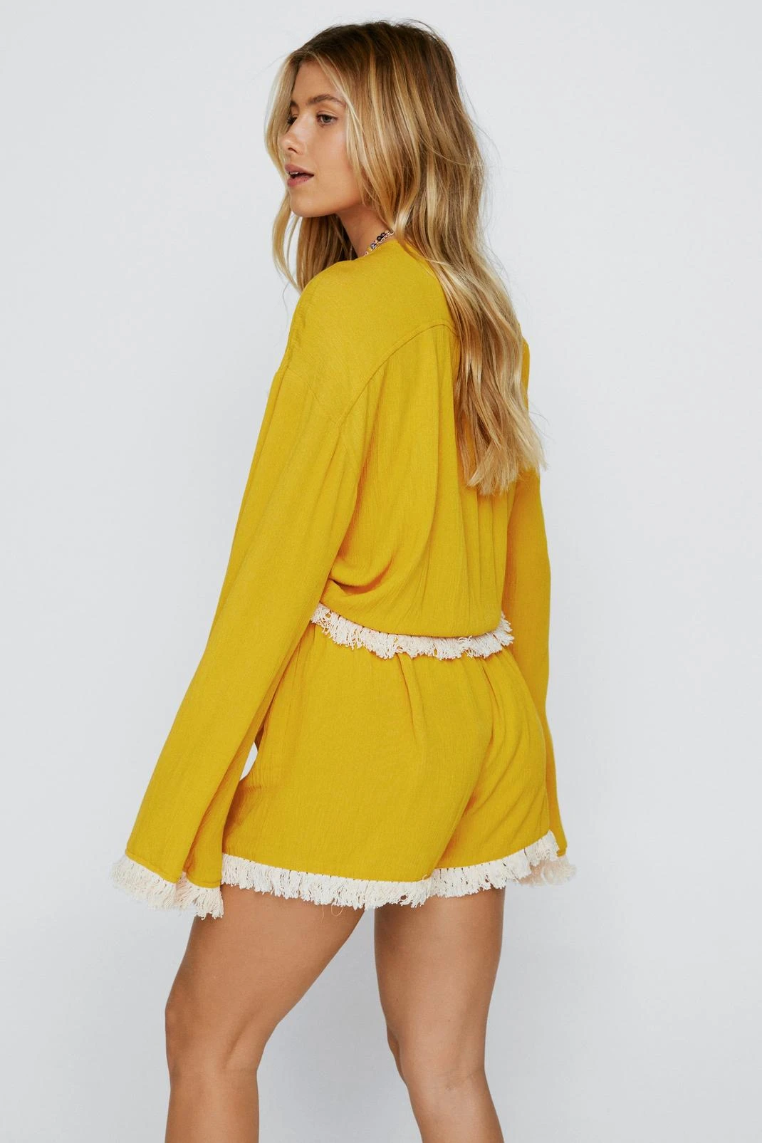 Crinkle Fringe Tassel Cover Up Shorts 5 Crinkle Fringe Tassel Cover Up Shorts - Image 3