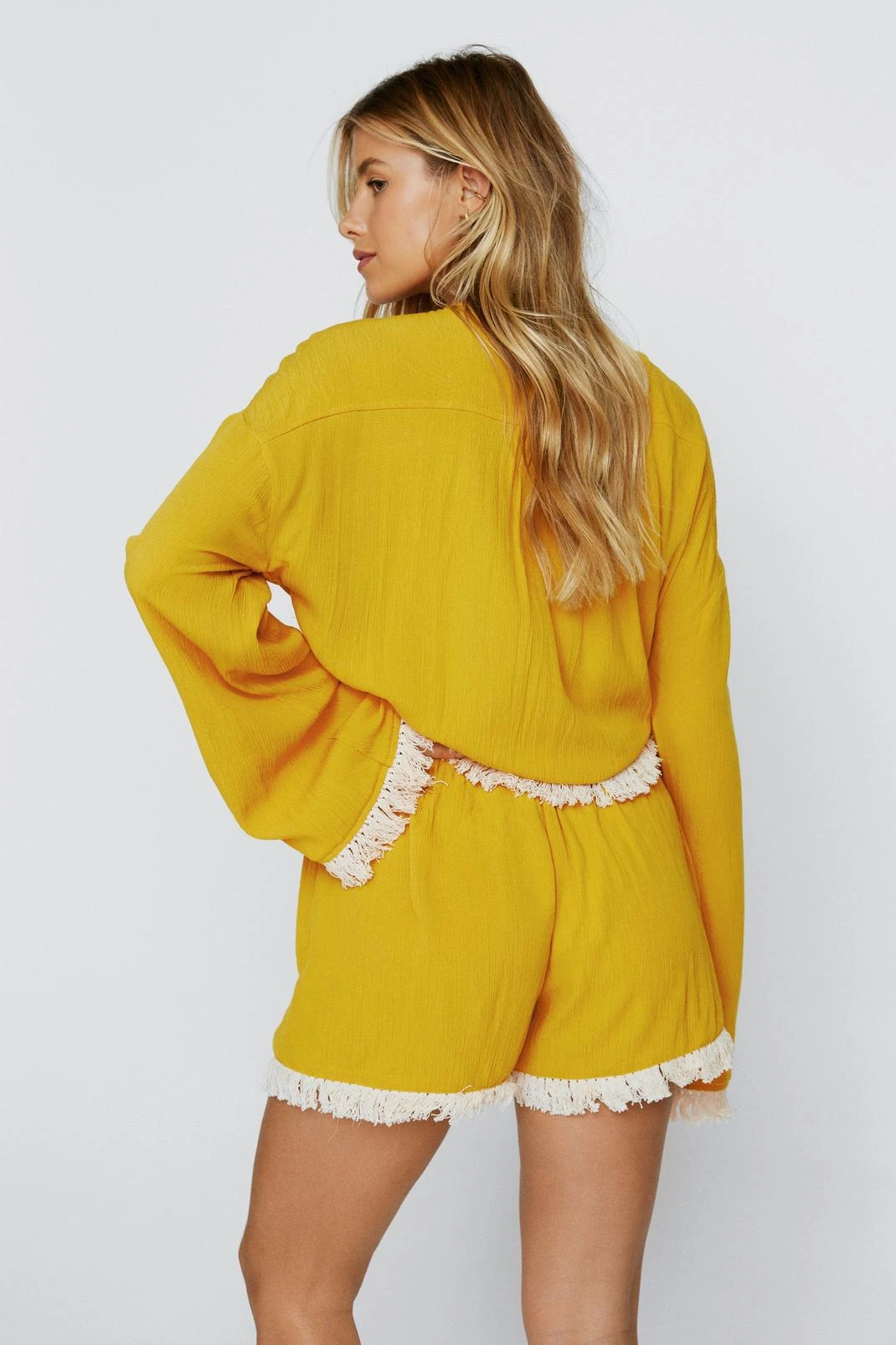 Crinkle Fringe Tie Front Cover Up Top 5 Crinkle Fringe Tie Front Cover Up Top - Image 3