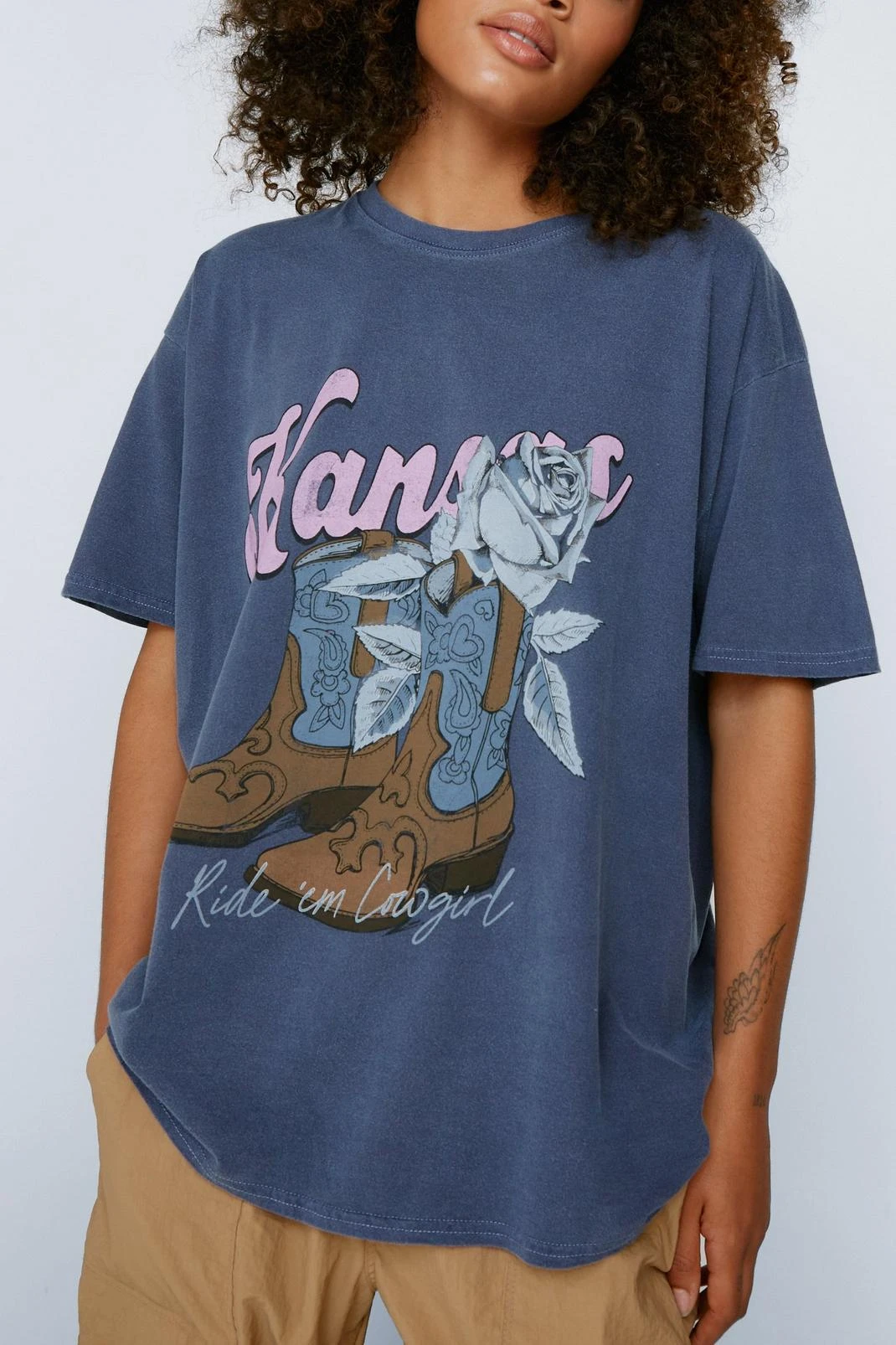 Kansas Cowgirl Washed Graphic T-shirt 4 Kansas Cowgirl Washed Graphic T-shirt - Image 2