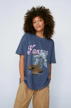 Kansas Cowgirl Washed Graphic T-shirt 9 Kansas Cowgirl Washed Graphic T-shirt -Nasty Gal Sales Store womens navy kansas cowgirl washed graphic t shirt 3