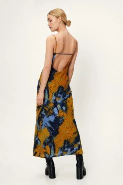 Mottled Abstract Print Cowl Maxi Dress 8 Mottled Abstract Print Cowl Maxi Dress -Nasty Gal Sales Store womens navy mottled abstract print cowl maxi dress 2