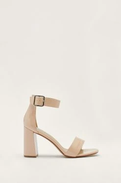 2 Part Block Faux Leather Heels 9 2 Part Block Faux Leather Heels -Nasty Gal Sales Store womens nude 2 part block faux leather heels 3