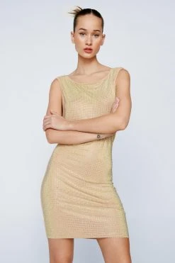All Over Hotfix Cowl Back Long Sleeve Dress 12 All Over Hotfix Cowl Back Long Sleeve Dress -Nasty Gal Sales Store womens nude all over hotfix cowl back long sleeve dress