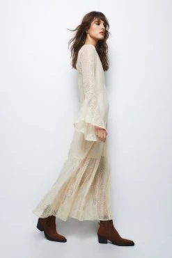Lace Plunge Maxi Dress 13 Lace Plunge Maxi Dress -Nasty Gal Sales Store womens nude lace plunge maxi dress 1