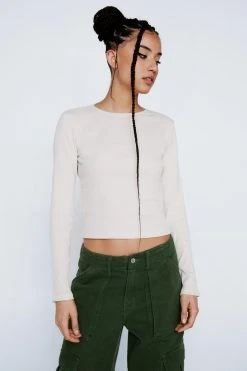 Long Sleeve Backless Tie Up Top 11 Long Sleeve Backless Tie Up Top -Nasty Gal Sales Store womens oatmeal long sleeve backless tie up top 6