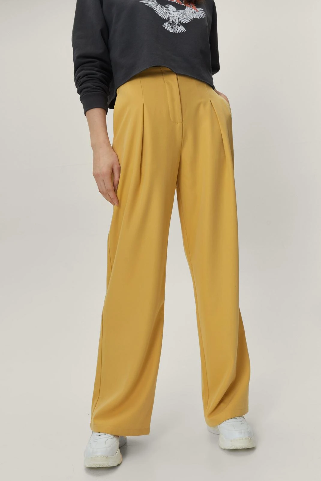 Pleat Front Super Wide Leg Pants - Image 2