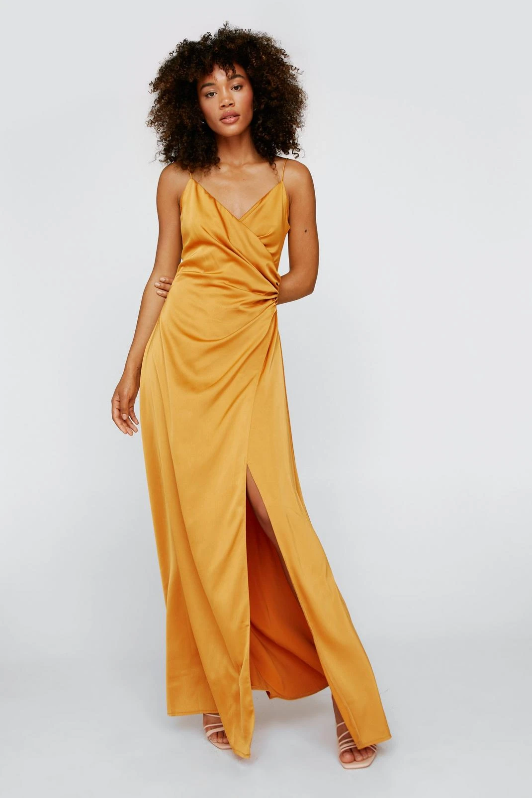 Satin V Neck Wrap Maxi Dress 3 Satin V Neck Wrap Maxi Dress