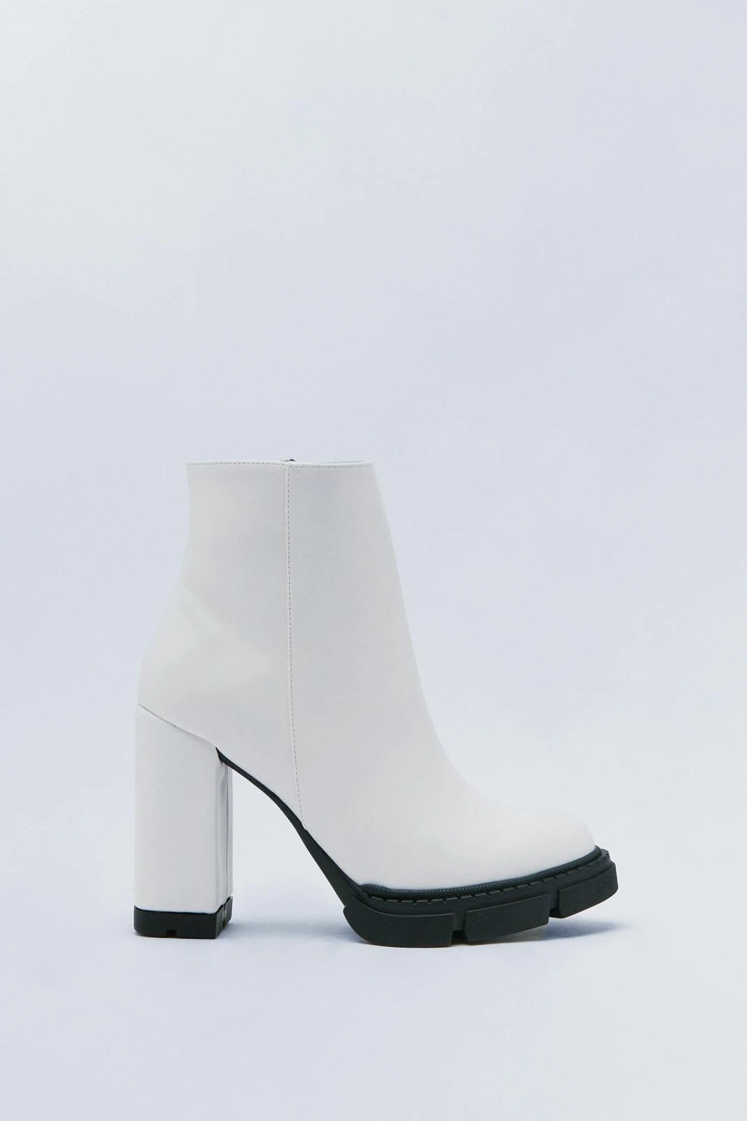 Faux Leather Chunky Heeled Ankle Boots - Image 2