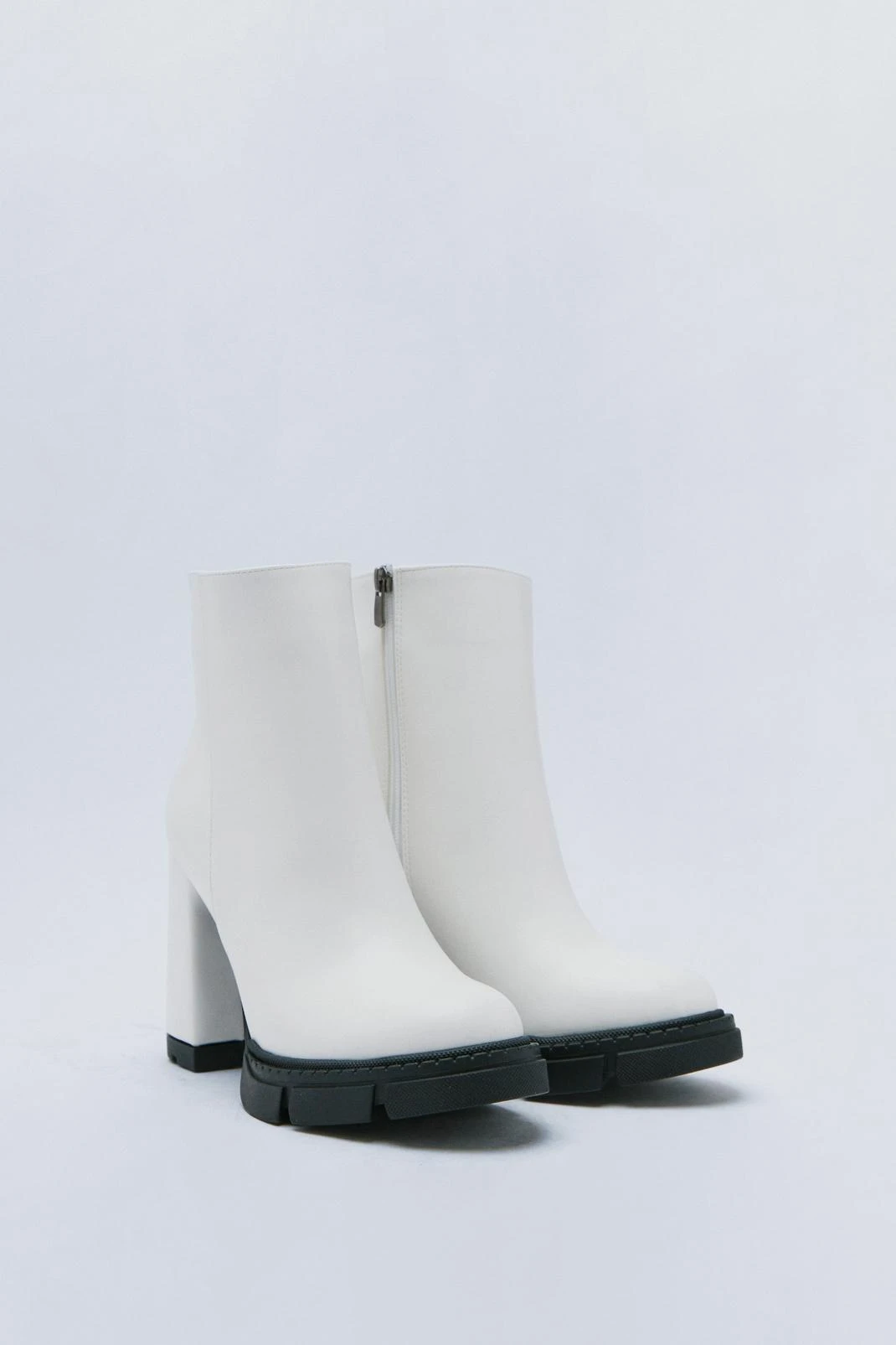 Faux Leather Chunky Heeled Ankle Boots - Image 3