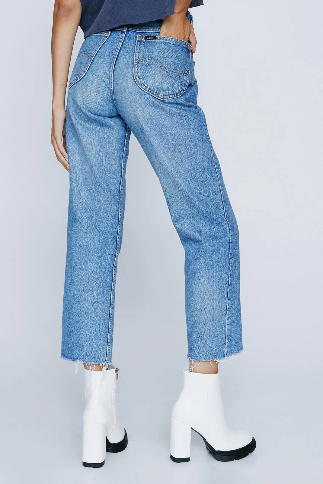 Faux Leather Chunky Heeled Ankle Boots - Image 4