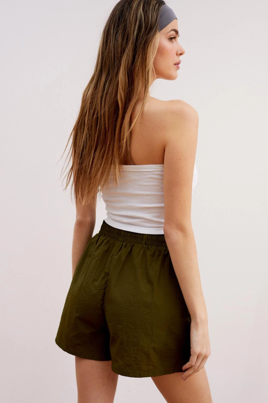 High Waisted Nylon Drawstring Waist Shorts - Image 9