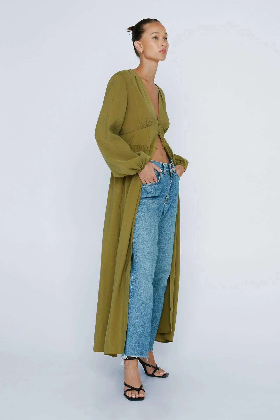 Petite Premium Button Down Maxi Top 4 Petite Premium Button Down Maxi Top - Image 2