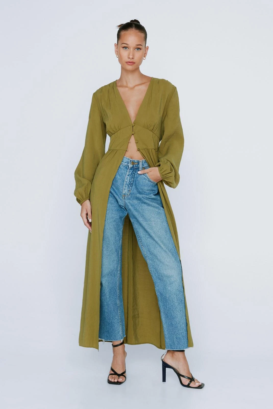 Petite Premium Button Down Maxi Top 6 Petite Premium Button Down Maxi Top - Image 4