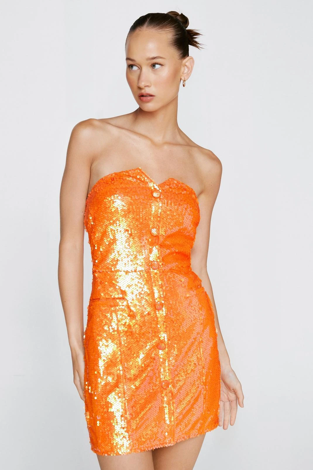 Sequin Tailored Bandeau Mini Dress - Image 4