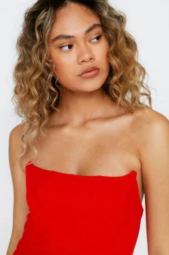 Strapless Corset Bodycon Mini Dress 25 Strapless Corset Bodycon Mini Dress -Nasty Gal Sales Store womens orange strapless corset bodycon mini dress 1