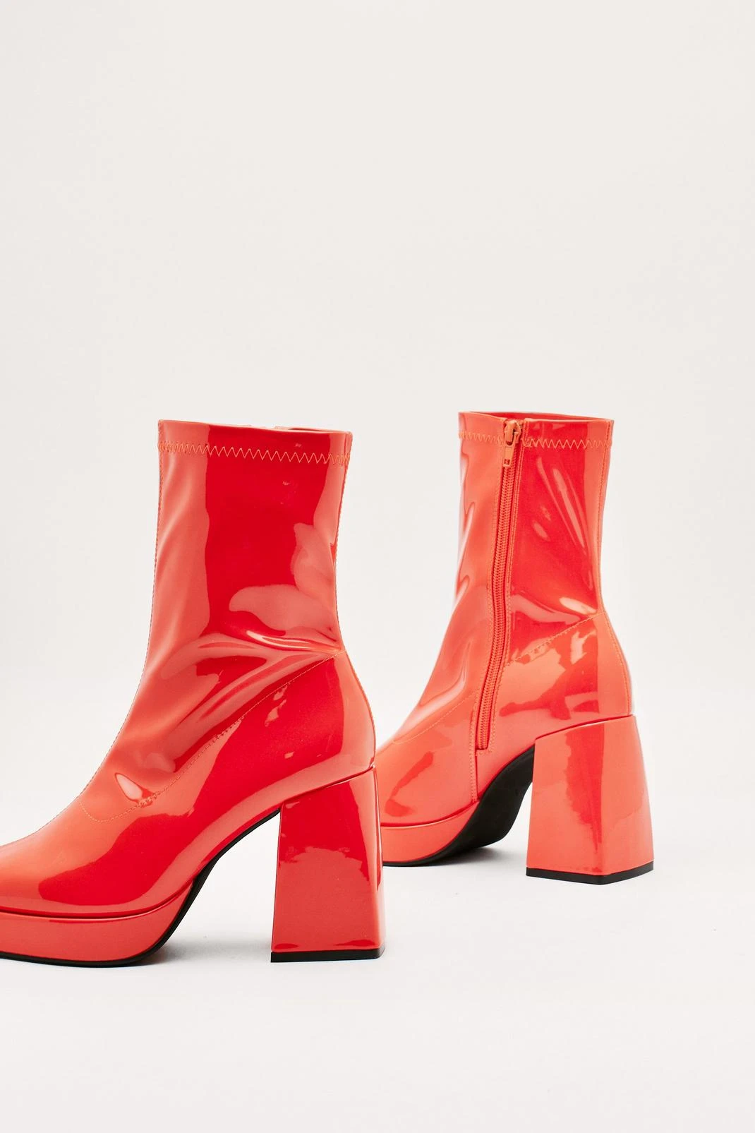 Stretch Patent Platform Sock Boots - Image 6