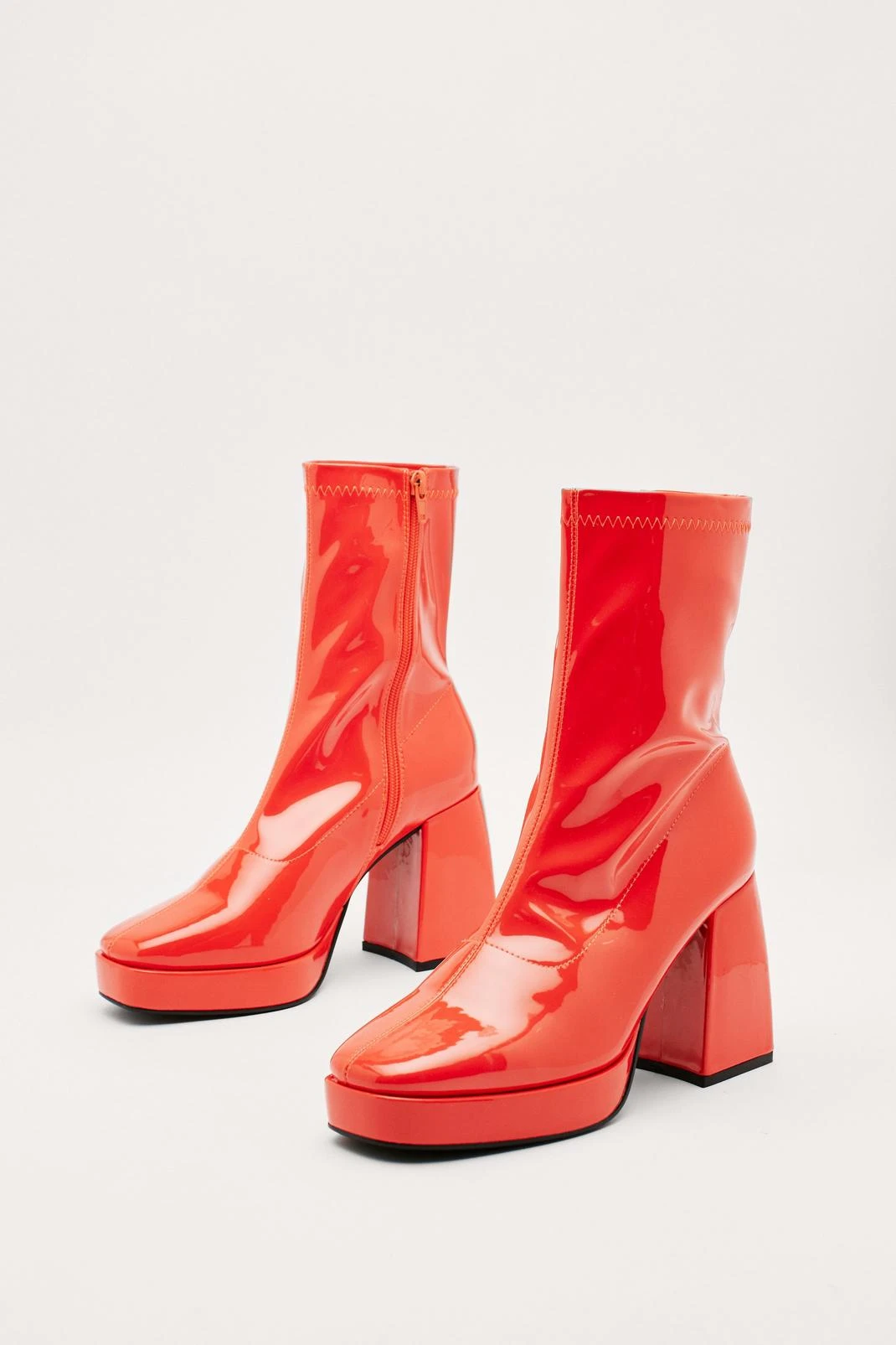 Stretch Patent Platform Sock Boots - Image 5
