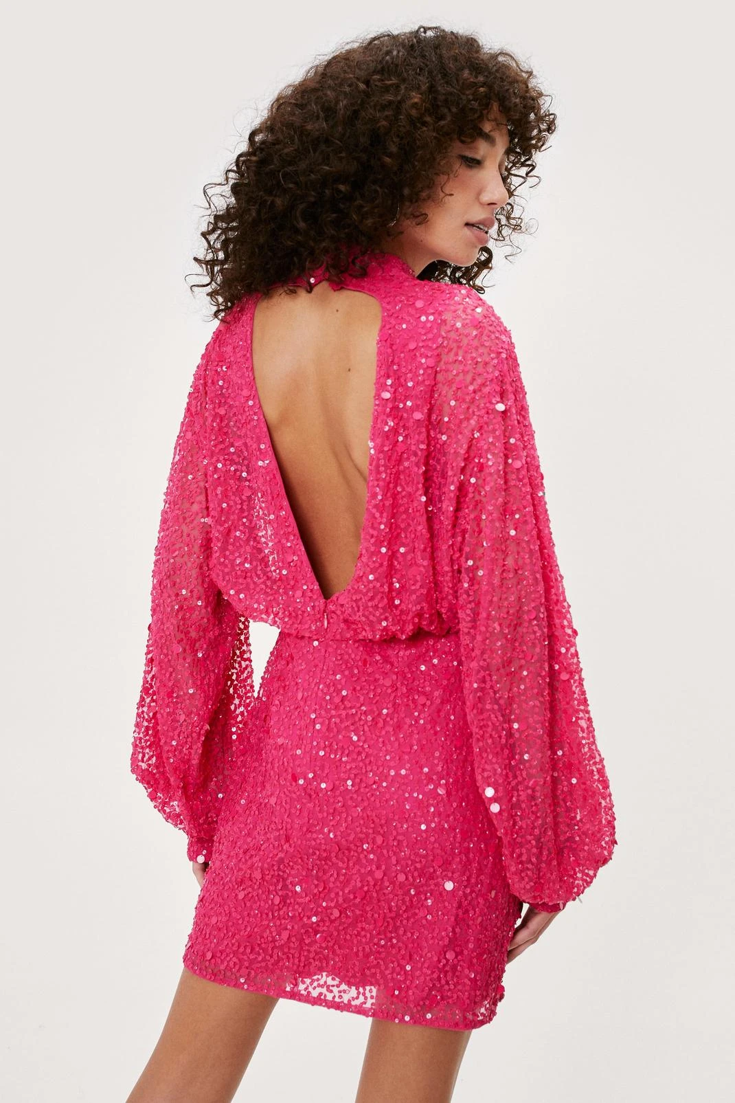Balloon Sleeve Sequin Embellished Mini Dress 5 Balloon Sleeve Sequin Embellished Mini Dress - Image 3