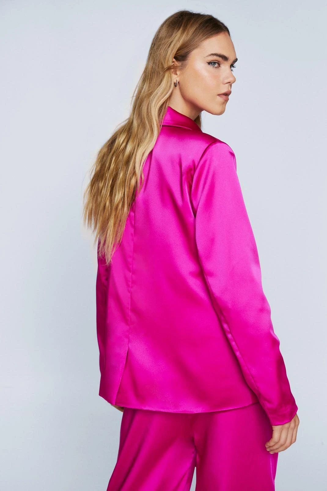 Draped Satin Tie Front Blazer - Image 3