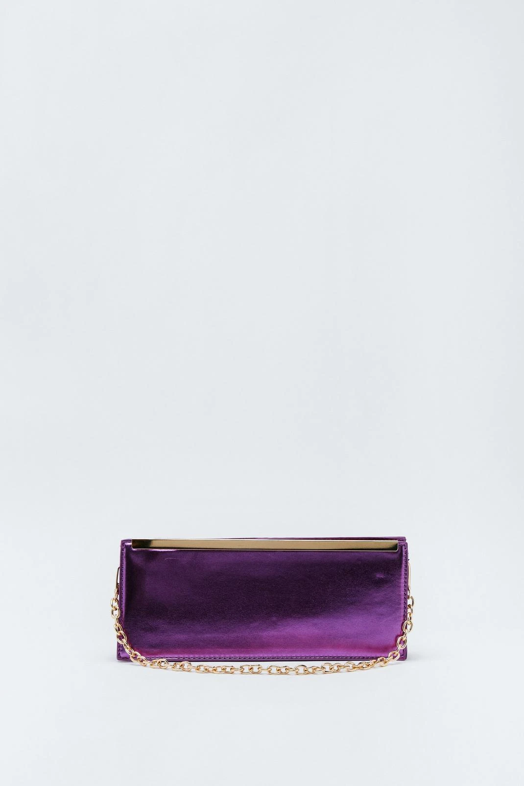 Faux Leather Chain Detail Shoulder Bag - Image 2