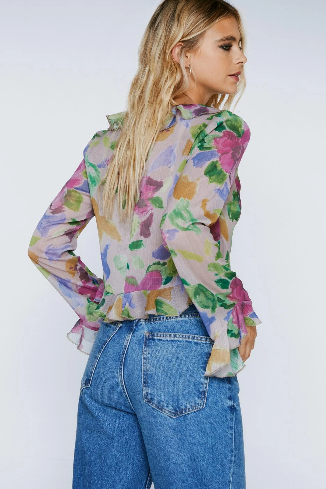 Floral Ruffle Chiffon Blouse 5 Floral Ruffle Chiffon Blouse - Image 3
