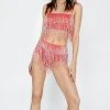 High Waisted Tassel Beaded Panty Shorts -Nasty Gal Sales Store womens pink high waisted tassel beaded panty shorts