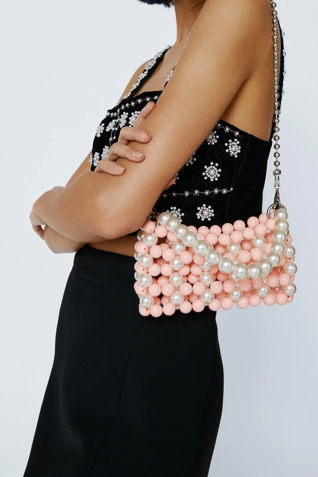 Pearl Two Tone Beaded Bag