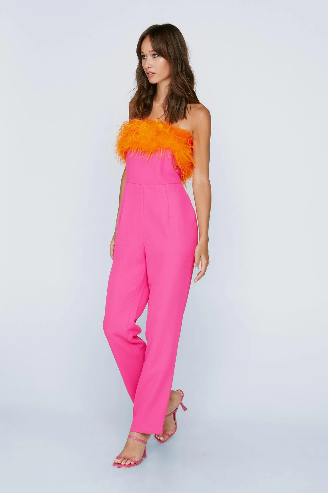 Petite Bandeau Feather Trim Jumpsuit 4 Petite Bandeau Feather Trim Jumpsuit - Image 2