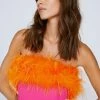 Petite Bandeau Feather Trim Jumpsuit -Nasty Gal Sales Store womens pink petite bandeau feather trim jumpsuit
