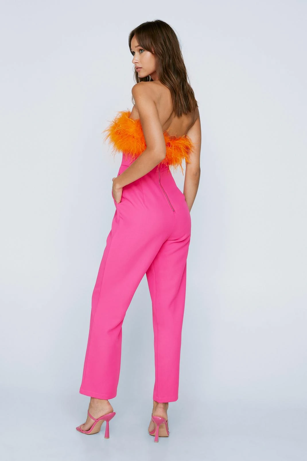Petite Bandeau Feather Trim Jumpsuit 5 Petite Bandeau Feather Trim Jumpsuit - Image 3
