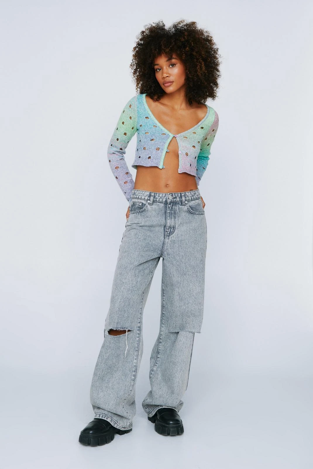 Premium Tie Dye Cut Out Cardigan