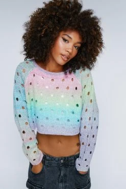 Premium Tie Dye Cut Out Sweater -Nasty Gal Sales Store womens pink premium tie dye cut out sweater 1