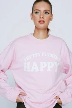 Alternative view of Pretty Happy Slogan Sweatshirt