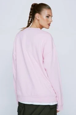 Pretty Happy Slogan Sweatshirt -Nasty Gal Sales Store womens pink pretty happy slogan sweatshirt 2