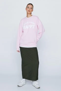 Pretty Happy Slogan Sweatshirt