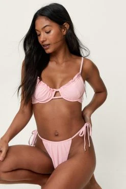 Recycled Frill Underwire Bikini Set -Nasty Gal Sales Store womens pink recycled frill underwire bikini set 2