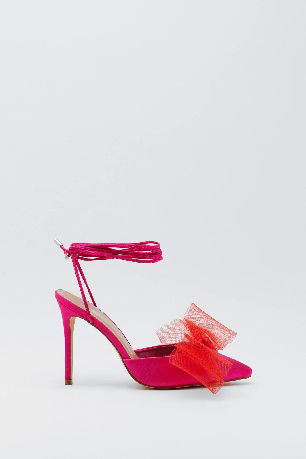 Satin Contrast Bow Detail Court Heels - Image 2