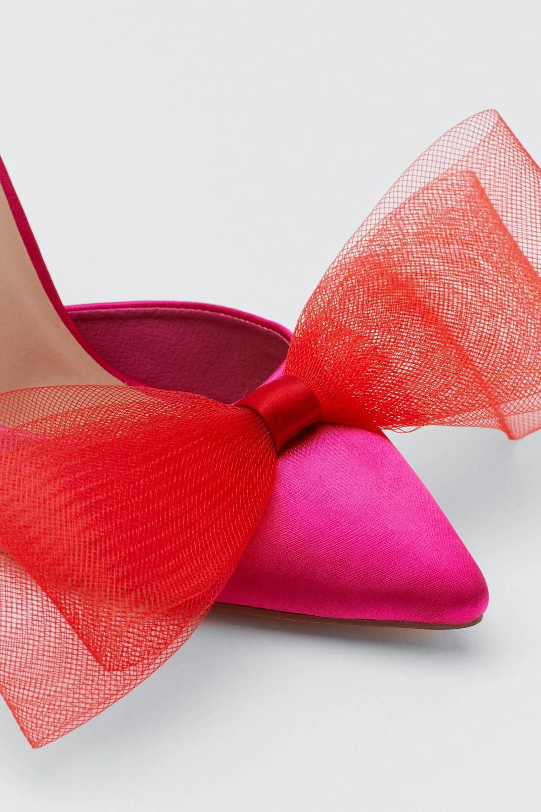Satin Contrast Bow Detail Court Heels - Image 3