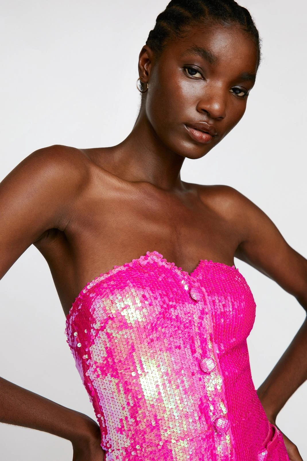 Sequin Tailored Bandeau Mini Dress - Image 2